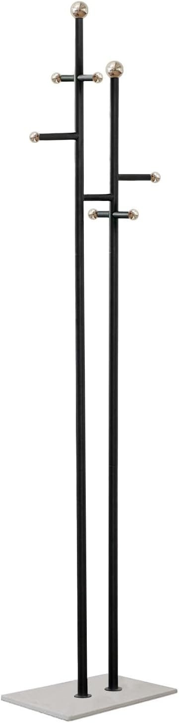 Coat Rack Freestanding with Marble Base Sturdy Coat Tree Heavy Duty Clothes Rack for Entryway Bedroom Living Room Hotel 14.96 x 10.24 x 68.9 Inches (Black)-NeatNest