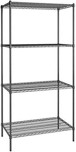 24" x 42" NSF Black Epoxy 4-Shelf Kit with 86" Posts, Heavy Duty Storage Shelving, Wire Shelving Kit, NSF Commercial Storage Rack Unit
