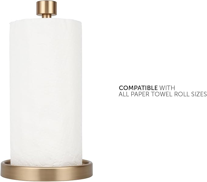 Ivilon Countertop Paper Towel Holder - Modern End Cap Minimalist Design - Color Warm Gold