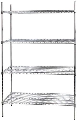 24" x 48" NSF Stainless Steel 4-Shelf Kit with 74" Posts, Heavy Duty Storage Shelving, Wire Shelving Kit, NSF Commercial Storage Rack Unit