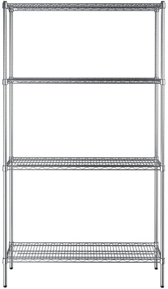 14" x 48" NSF Chrome 4-Shelf Kit with 86" Posts, Heavy Duty Storage Shelving, Wire Shelving Kit, NSF Commercial Storage Rack Unit