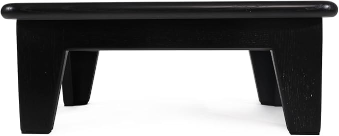 CONSDAN Step Stool for Bed - USA Grown Oak, Wooden Stool for Adults and Seniors, 6.5" High, Non-Slip Mat, No Assembly Needed, Solid Wood, Black Color-NeatNest