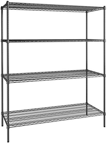 24" x 60" NSF Black Epoxy 4-Shelf Kit with 74" Posts, Heavy Duty Storage Shelving, Wire Shelving Kit, NSF Commercial Storage Rack Unit