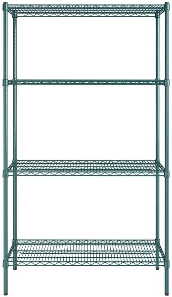 18" x 42" NSF Green Epoxy 4-Shelf Kit with 74" Posts, Heavy Duty Storage Shelving, Wire Shelving Kit, NSF Commercial Storage Rack Unit