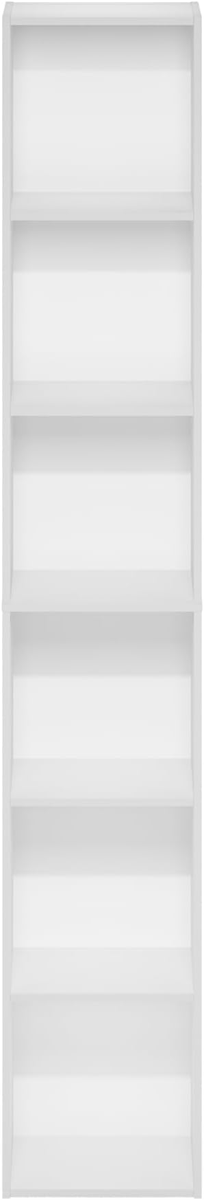 Furinno Luder 6-Tier Open Shelf Bookcase, White-NeatNest