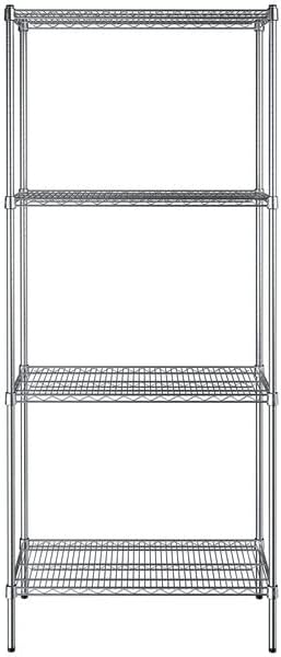 18" x 36" NSF Chrome 4-Shelf Kit with 86" Posts, Heavy Duty Storage Shelving, Wire Shelving Kit, NSF Commercial Storage Rack Unit