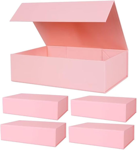 Aimyoo Pink Collapsible Gift Box with Magnetic Closure Lids 10.5x7x3 in, Bridesmaid Groomsman Proposal Boxes, Rectangle Storage Box 5 Pack-NeatNest
