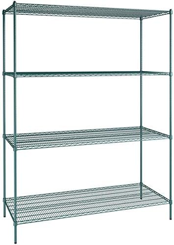 30" x 72" NSF Green Epoxy 4-Shelf Kit with 96" Posts, Heavy Duty Storage Shelving, Wire Shelving Kit, NSF Commercial Storage Rack Unit
