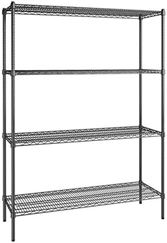 18" x 54" NSF Black Epoxy 4-Shelf Kit with 74" Posts, Heavy Duty Storage Shelving, Wire Shelving Kit, NSF Commercial Storage Rack Unit