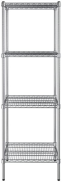 21" x 24" NSF Chrome 4-Shelf Kit with 74" Posts, Heavy Duty Storage Shelving, Wire Shelving Kit, NSF Commercial Storage Rack Unit