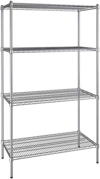 21" x 42" NSF Chrome 4-Shelf Kit with 74" Posts, Heavy Duty Storage Shelving, Wire Shelving Kit, NSF Commercial Storage Rack Unit