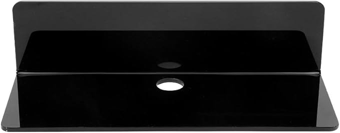 IEEK 4 PCS Small Acrylic Floating Wall Shelves,9 Inch Adhesive Display Shelf for Nintendo Switch/Smart Speaker/Security Cameras/Action Figures,No Damage Expand Wall Space,Black-NeatNest