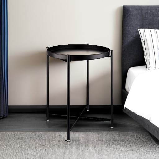 EKNITEY Small Side End Table - Metal Side Table Waterproof Small Sofa Coffee Side Tables Bedroom Indoor Outdoor with Removable Tray for Living Room Bedroom Balcony and Office-NeatNest