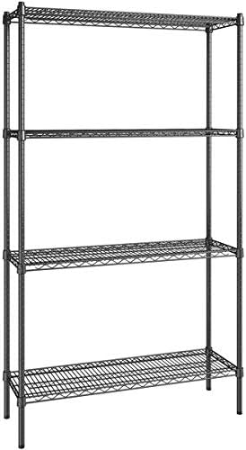 14" x 42" NSF Black Epoxy 4-Shelf Kit with 74" Posts, Heavy Duty Storage Shelving, Wire Shelving Kit, NSF Commercial Storage Rack Unit