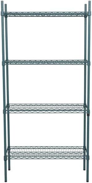 14" x 36" NSF Green Epoxy 4-Shelf Kit with 74" Posts, Heavy Duty Storage Shelving, Wire Shelving Kit, NSF Commercial Storage Rack Unit