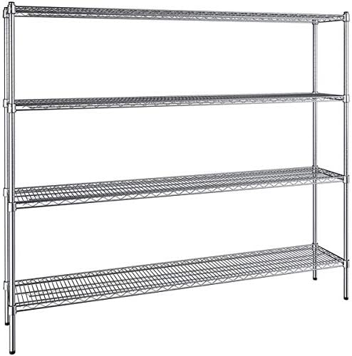 14" x 72" NSF Chrome 4-Shelf Kit with 72" Posts, Commercial Storage Rack Unit, Heavy Duty Storage Shelving, Wire Shelving Kit, Adjustable Rack Strong Steel, Multipurpose Wire Shelf