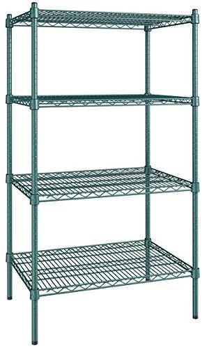 21" x 30" NSF Green Epoxy 4-Shelf Kit with 54" Posts, Heavy Duty Storage Shelving, Wire Shelving Kit, NSF Commercial Storage Rack Unit