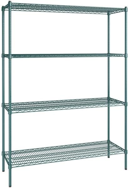 18" x 54" NSF Green Epoxy 4-Shelf Kit with 74" Posts, Heavy Duty Storage Shelving, Wire Shelving Kit, NSF Commercial Storage Rack Unit