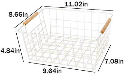 LeleCAT White Wire Baskets for Organizing with Handles，Pantry Organizers and Storage For Kitchen, Household Snack Basket for Cabinets, Closets, Bedrooms,food - Set of 4(White)-NeatNest