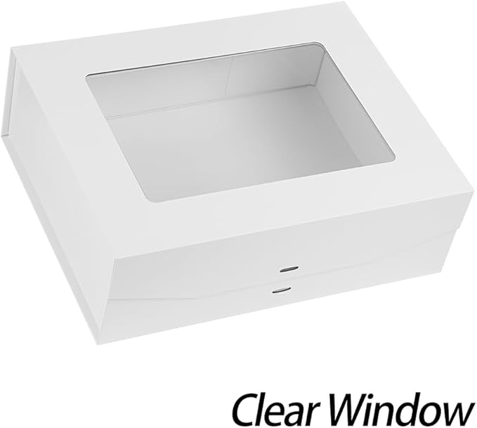 3 Pcs White Extra Large Gift Box for Presents with Ribbon 16.5x13x5.3 Inches Clear Gift Box with Window Magnetic Closure Gift Boxes with Lids-NeatNest