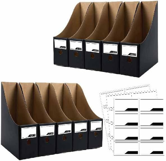 12 Pack Black Cardboard Magazine Holder Premium Magazine File Holder Magazine Organizer, Magazine Storage Box, Large Volume Magazine File Organizer as Book Bins or Folder Holder for Desk