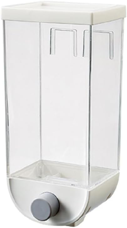 Hemoton Dry Food Dispenser Wall Mounted Single Cereal Dispenser Box for Cereal Grain Nuts Beans Candy Rice Oatmeal Storage Container 1500ml (White)-NeatNest