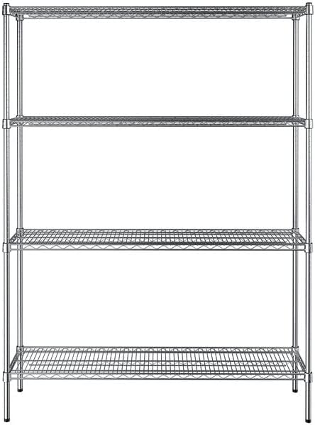 14" x 54" NSF Chrome 4-Shelf Kit with 74" Posts, Heavy Duty Storage Shelving, Wire Shelving Kit, NSF Commercial Storage Rack Unit