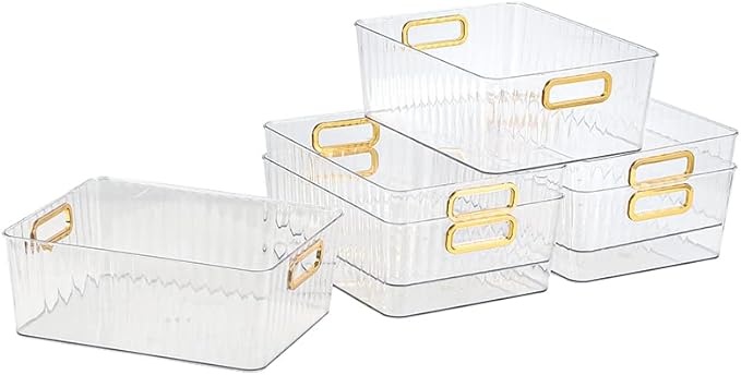 Idotry 6-Pack Clear Pantry Storage Bins, Plastic Organizer Bins