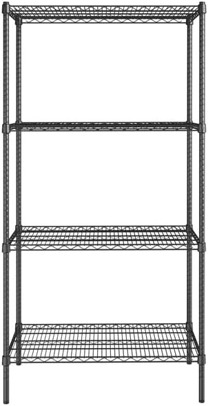 21" x 36" NSF Black Epoxy 4-Shelf Kit with 74" Posts, Heavy Duty Storage Shelving, Wire Shelving Kit, NSF Commercial Storage Rack Unit