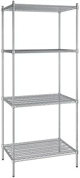 24" x 36" NSF Stainless Steel 4-Shelf Kit with 86" Posts, Heavy Duty Storage Shelving, Wire Shelving Kit, NSF Commercial Storage Rack Unit