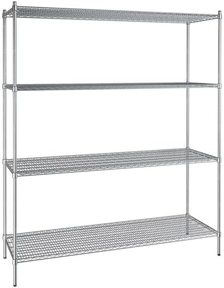 24" x 72" NSF Stainless Steel 4-Shelf Kit with 86" Posts, Heavy Duty Storage Shelving, Wire Shelving Kit, NSF Commercial Storage Rack Unit