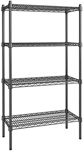 14" x 30" NSF Black Epoxy 4-Shelf Kit with 54" Posts, Heavy Duty Storage Shelving, Wire Shelving Kit, NSF Commercial Storage Rack Unit