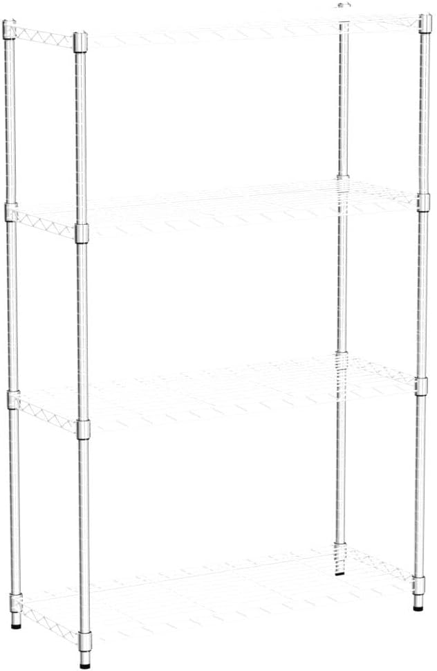 4 Tier Wire Shelving Unit Storage Shelves Shelf Organizer 54"x36"x14" Heavy Duty Metal Storage Rack Wire Rack NSF Height Adjustable for Laundry Bathroom Kitchen Garage Shelving (Chrome)