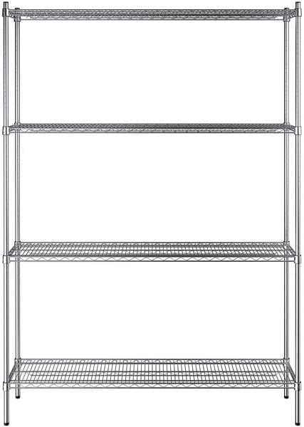 14" x 60" NSF Chrome 4-Shelf Kit with 86" Posts, Heavy Duty Storage Shelving, Wire Shelving Kit, NSF Commercial Storage Rack Unit