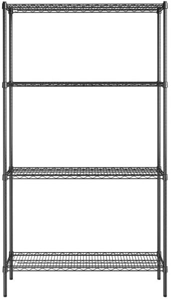 14" x 48" NSF Black Epoxy 4-Shelf Kit with 86" Posts, Heavy Duty Storage Shelving, Wire Shelving Kit, NSF Commercial Storage Rack Unit