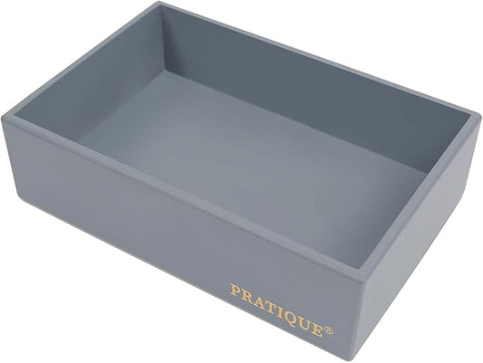 Bamboo Drawer Organizer - Kitchen Utensil Organizer Silverware Tray Cutlery Holder，Office Desk Supplies and Accessories,8.9 * 5.9 * 2.6,Grey-NeatNest