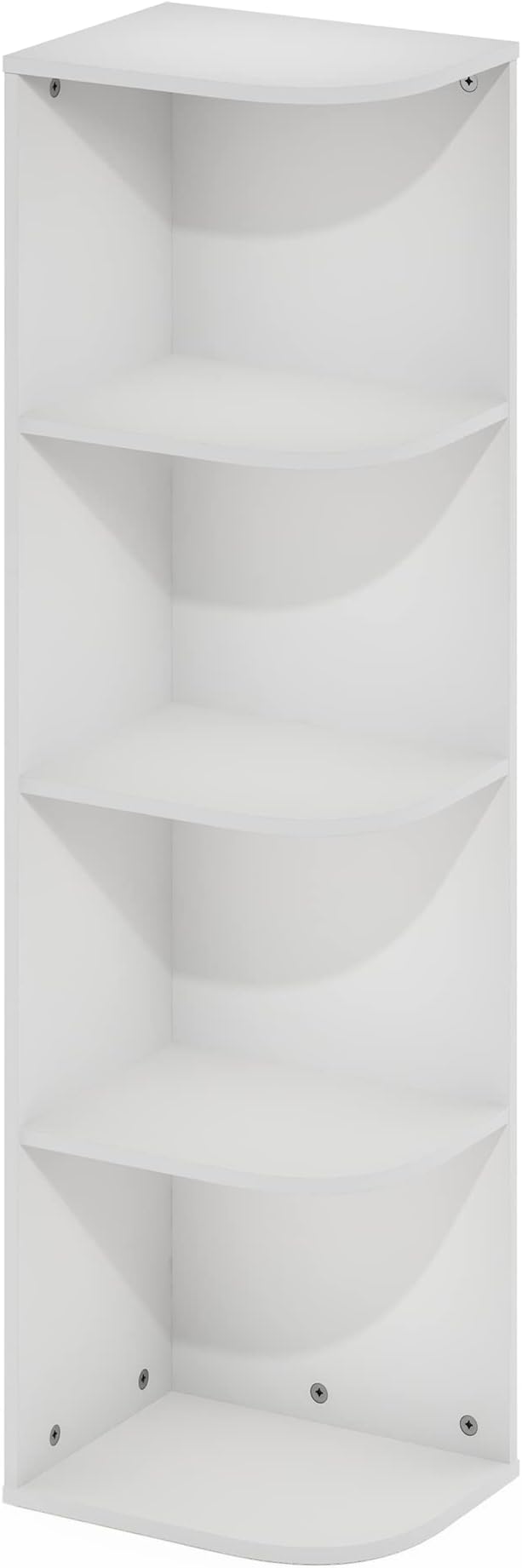 Furinno Pasir 4-Tier Corner Open Shelf Bookcase, White-NeatNest
