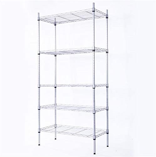5 Tier Adjustable Storage Shelf Metal Storage Rack Wire Shelving Unit Storage Shelves Metal for Pantry Closet Kitchen Laundry (Silver-5)