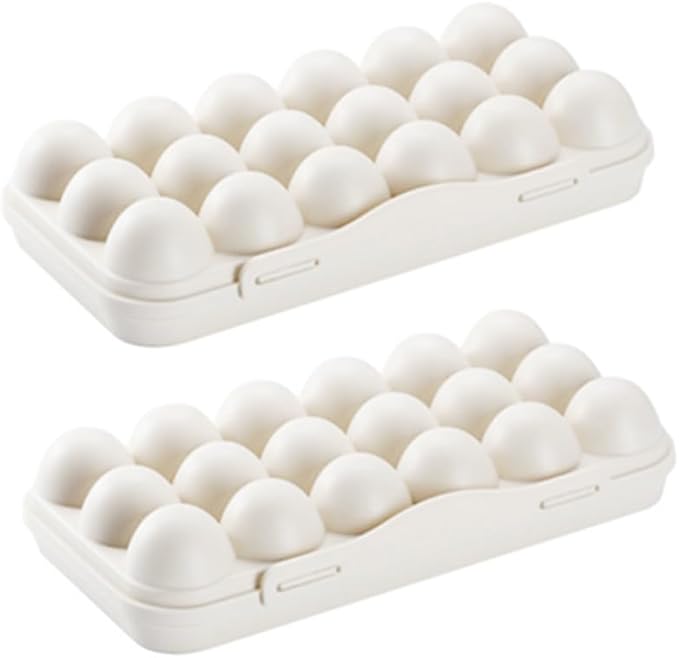 Deviled Egg Containers with Lid: 2pcs Egg Container Stackable Egg Holder Countertop Portable Egg Dispenser Plastic Storage Bins for Fridge Organization