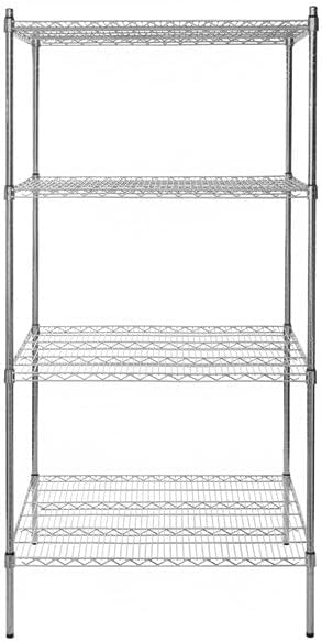 30" x 36" NSF Chrome 4-Shelf Kit with 74" Posts, Heavy Duty Storage Shelving, Wire Shelving Kit, NSF Commercial Storage Rack Unit