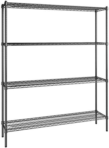 14" x 60" NSF Black Epoxy 4-Shelf Kit with 74" Posts, Heavy Duty Storage Shelving, Wire Shelving Kit, NSF Commercial Storage Rack Unit