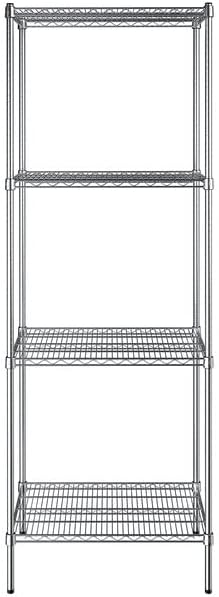 21" x 30" NSF Chrome 4-Shelf Kit with 86" Posts, Heavy Duty Storage Shelving, Wire Shelving Kit, NSF Commercial Storage Rack Unit