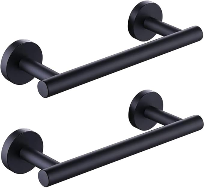 9 Inch Towel Bar 2 Pack for Bathroom 9/12/16/24/28/33 Inch Kitchen Hand Towel Holder Matted Black Stainless Steel 304 RUSTPROOF Wall Mount Towel Rod 2 of Pack (2, Matted Black, 9 Inch)