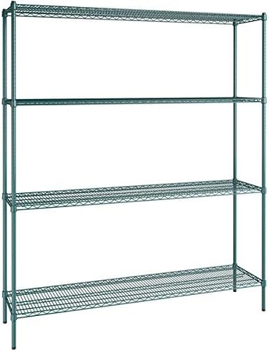 18" x 72" NSF Green Epoxy 4-Shelf Kit with 86" Posts, Heavy Duty Storage Shelving, Wire Shelving Kit, NSF Commercial Storage Rack Unit