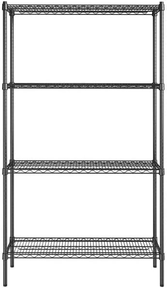 14" x 42" NSF Black Epoxy 4-Shelf Kit with 74" Posts, Heavy Duty Storage Shelving, Wire Shelving Kit, NSF Commercial Storage Rack Unit