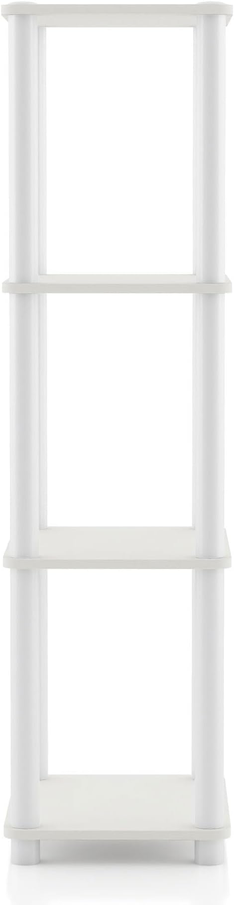 HOMES: Inside + Out Apexa Modern 4-Tier Narrow Shelving Units, Collectibles Display Shelves, Easy Assembly Standing Shelf, Home Storage Organizer for Living Room, Bedroom, Office, White