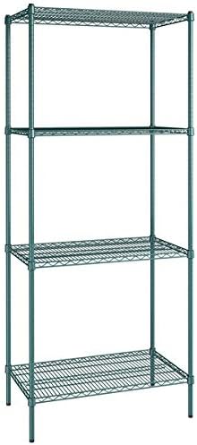 21" x 36" NSF Green Epoxy 4-Shelf Kit with 86" Posts, Heavy Duty Storage Shelving, Wire Shelving Kit, NSF Commercial Storage Rack Unit