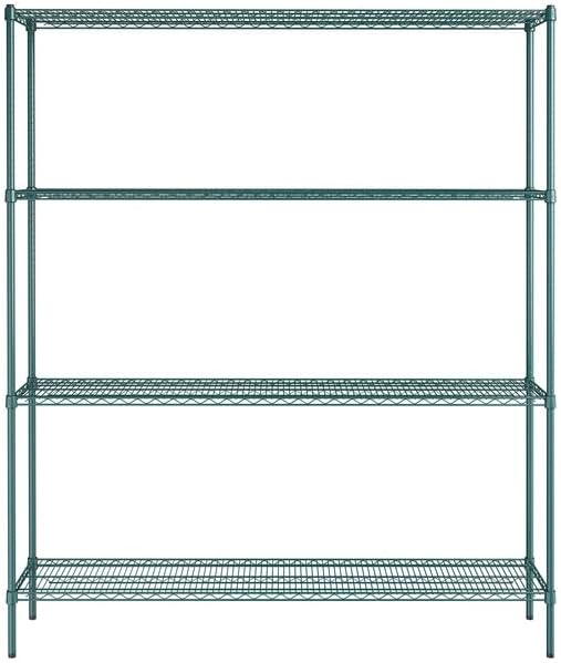 14" x 72" NSF Green Epoxy 4-Shelf Kit with 86" Posts, Heavy Duty Storage Shelving, Wire Shelving Kit, NSF Commercial Storage Rack Unit
