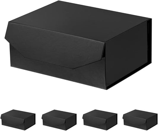 5PCS Black Gift Box 9.5x7x4 Inches 5PCS, Sturdy Gift Box with Lid for Gift Packaging, Foldable Magnetic Closure Storage Boxes, Bridesmaid Proposal Box, Rectangle Collapsible Box-NeatNest