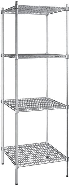 24" x 24" NSF Stainless Steel 4-Shelf Kit with 74" Posts, Heavy Duty Storage Shelving, Wire Shelving Kit, NSF Commercial Storage Rack Unit